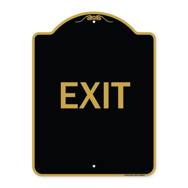 Designer Series Sign-Exit 1, Black & Gold Aluminum Architectural Sign, 18" H, 24" L, BG-1824-24042